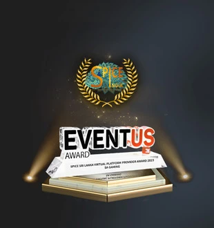A trophy featuring the text 'EVENTUS AWARD' prominently displayed on a pedestal, with a laurel wreath above it and the 'SPiCE India' logo, set against a dark green background.